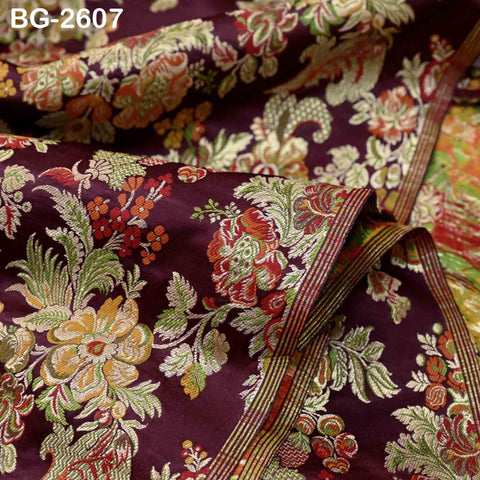 Dress Material Brocade Fabric by the Yard Historic Costume Indian Banarasi Wedding Skirts Banaras Knee Length Coat Sewing Upholstery Drapery