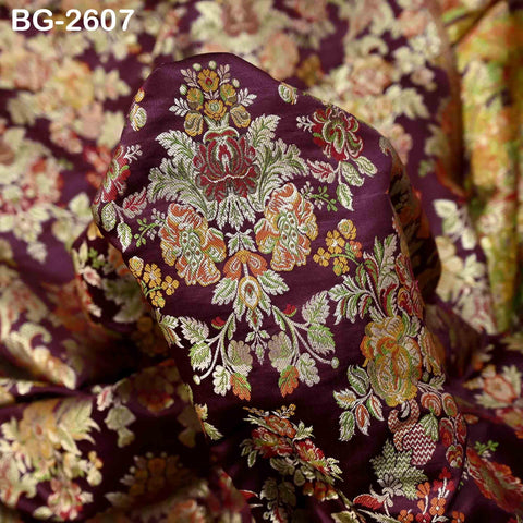 Dress Material Brocade Fabric by the Yard Historic Costume Indian Banarasi Wedding Skirts Banaras Knee Length Coat Sewing Upholstery Drapery
