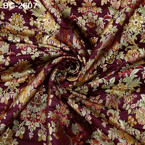 Dress Material Brocade Fabric by the Yard Historic Costume Indian Banarasi Wedding Skirts Banaras Knee Length Coat Sewing Upholstery Drapery