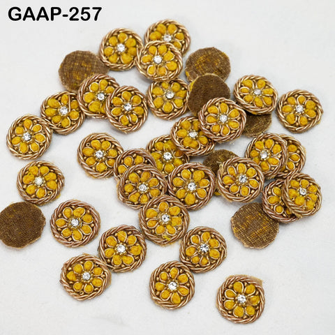 50 pcs Handmade Zardozi Appliques 2 cm: Indian Beaded Flower Patches, DIY Crafting Sewing Embellishments for Dresses Supply