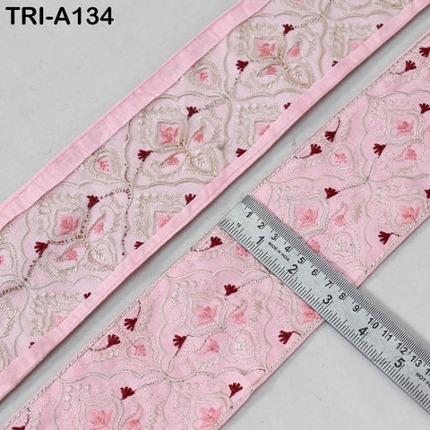 9 Yard Indian Trims Embroidered Decorative Fabric Laces Sari Border Ribbon Home Decor Sewing Accessory DIY Crafting Victorian Handbags 8cm