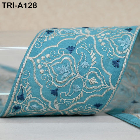 9 Yard Indian Trims Embroidered Decorative Fabric Laces Sari Border Ribbon Home Decor Sewing Accessory DIY Crafting Victorian Handbags 8cm