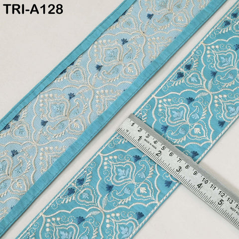 9 Yard Indian Trims Embroidered Decorative Fabric Laces Sari Border Ribbon Home Decor Sewing Accessory DIY Crafting Victorian Handbags 8cm