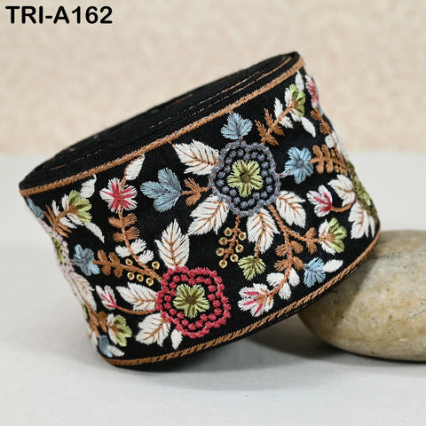 9 Yard Embroidery Fabric 3cm Trim Embroidered Ribbon Decorative Embellishments DIY Crafting Sewing Saree Indian Sari Border Home Decor Bags