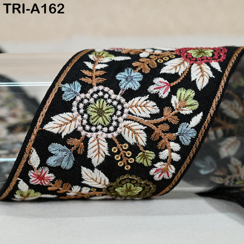 9 Yard Embroidery Fabric 3cm Trim Embroidered Ribbon Decorative Embellishments DIY Crafting Sewing Saree Indian Sari Border Home Decor Bags