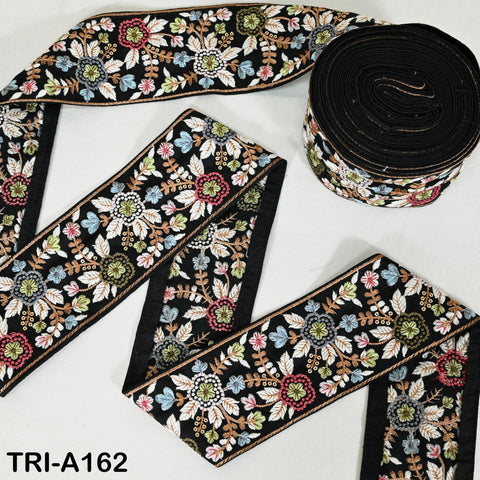9 Yard Embroidery Fabric 3cm Trim Embroidered Ribbon Decorative Embellishments DIY Crafting Sewing Saree Indian Sari Border Home Decor Bags