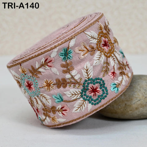 9 Yard Embroidery Fabric 3cm Trim Embroidered Ribbon Decorative Embellishments DIY Crafting Sewing Saree Indian Sari Border Home Decor Bags