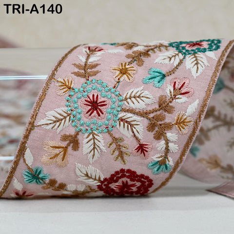 9 Yard Embroidery Fabric 3cm Trim Embroidered Ribbon Decorative Embellishments DIY Crafting Sewing Saree Indian Sari Border Home Decor Bags