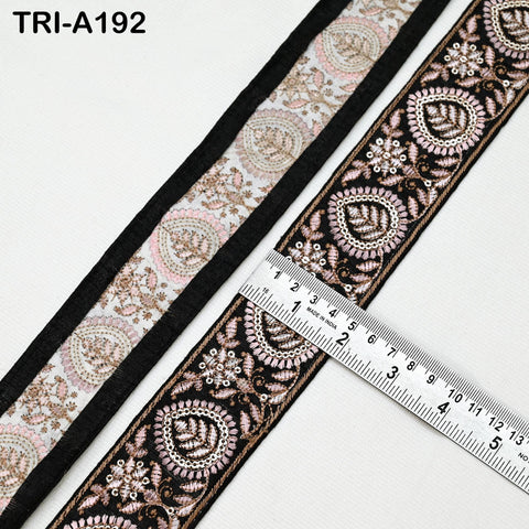 9 Yard Black 50mm Embroidery Trims Ribbons Indian Sari Border Embroidered DIY Crafting Sewing Costumes Tablecloth Lampshade Home Decor Trim