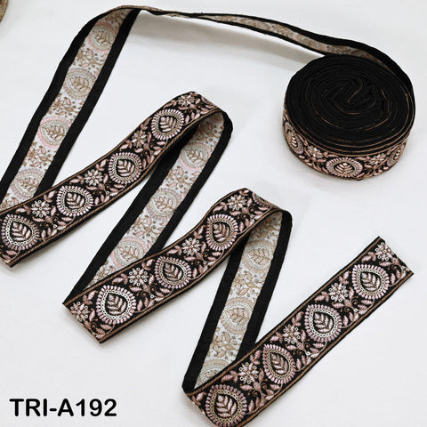 9 Yard Black 50mm Embroidery Trims Ribbons Indian Sari Border Embroidered DIY Crafting Sewing Costumes Tablecloth Lampshade Home Decor Trim