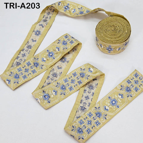 9 Yard Beige Embroidery Ribbons 6cm Indian Sari Border Embroidered Crafting Sewing Tablecloth Lampshade making Home Decor Costumes Trimming