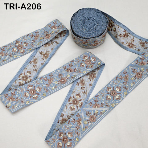 9 Yard Grey Embroidery Ribbons 6cm Indian Sari Border Embroidered Crafting Sewing Tablecloth Lampshade making Home Decor Costumes Trimming