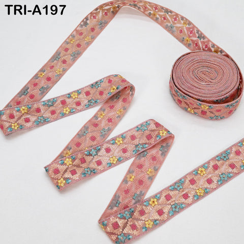 9 Yard Beige 5cm Embroidery Trims Ribbons Indian Sari Border Embroidered Crafting Sewing Costume Tote Bags Lampshade Home Decor