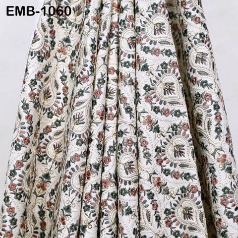 Indian Embroidery Fabric by the yard Embroidered Wedding Costumes Fabric Regency Reticules Victorian Handbags Marie Antoinette Junk Journals