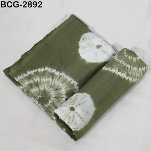 2.5 Yards Hand-Dyed Shibori Cotton Fabric, Moss Green Tie-Dye, Soft Medium-Weight, Sewing Craft Cloth