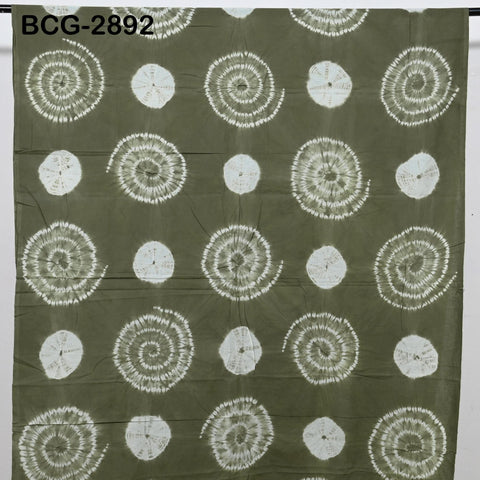 2.5 Yards Hand-Dyed Shibori Cotton Fabric, Moss Green Tie-Dye, Soft Medium-Weight, Sewing Craft Cloth