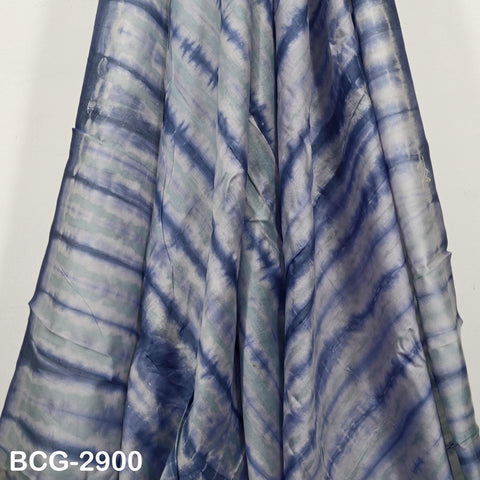 Blue Shibori Tie-Dye Cotton Silk Fabric by Yard, Hand-Printed Sewing Crafting Apparel