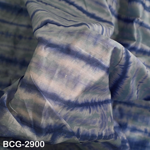 Blue Shibori Tie-Dye Cotton Silk Fabric by Yard, Hand-Printed Sewing Crafting Apparel