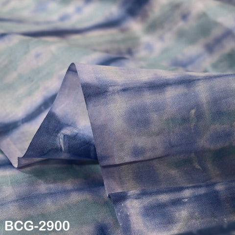 Blue Shibori Tie-Dye Cotton Silk Fabric by Yard, Hand-Printed Sewing Crafting Apparel