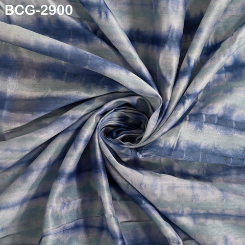 Blue Shibori Tie-Dye Cotton Silk Fabric by Yard, Hand-Printed Sewing Crafting Apparel