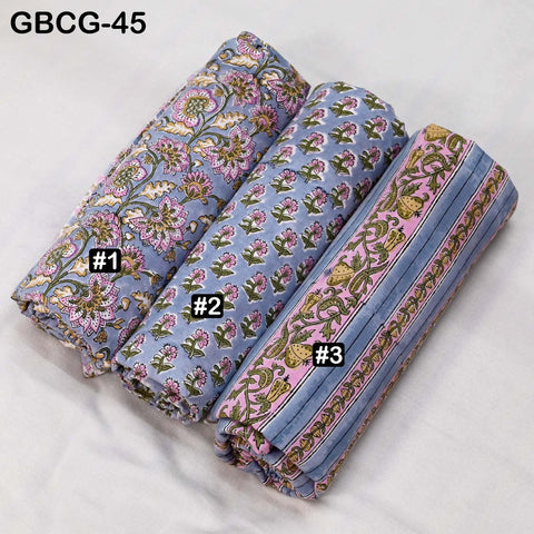 Block Printed Floral Cotton Fabric, Summer Dress, Sleepwear Pajamas Sewing Material by the Yard, Grey, Pink and Green