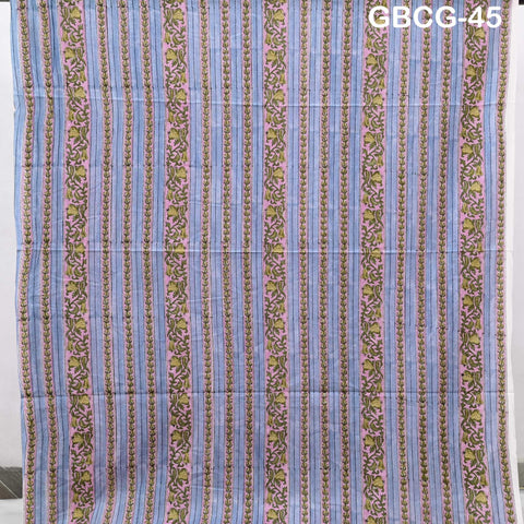 Block Printed Floral Cotton Fabric, Summer Dress, Sleepwear Pajamas Sewing Material by the Yard, Grey, Pink and Green