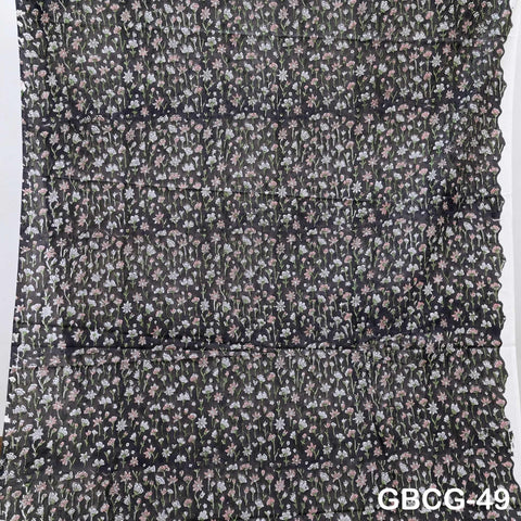 Block-Printed Floral Cotton Fabric, Summer Dress Sewing Material by the Yard, Green, Pink
