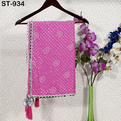 Embroidered Pink Dupatta Georgette | Heavy Chunni Gota Kiran | Bridal Veil | Punjabi dress dupattas with Sequin embroidery for Lehenga Gifts