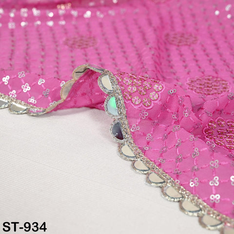 Embroidered Pink Dupatta Georgette | Heavy Chunni Gota Kiran | Bridal Veil | Punjabi dress dupattas with Sequin embroidery for Lehenga Gifts