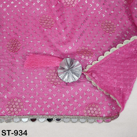 Embroidered Pink Dupatta Georgette | Heavy Chunni Gota Kiran | Bridal Veil | Punjabi dress dupattas with Sequin embroidery for Lehenga Gifts