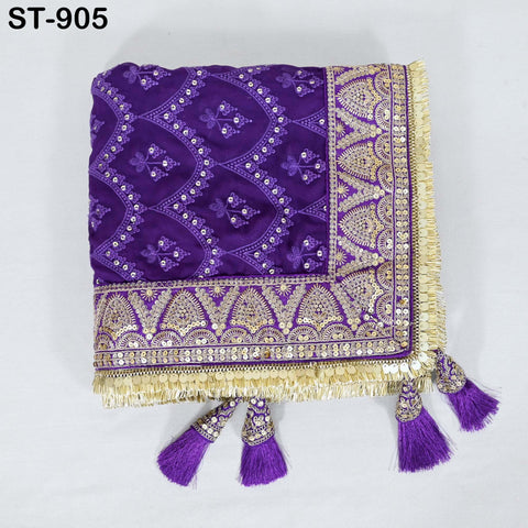 Purple Embroidered Dupatta Georgette 2.5 Yard Dupatta Chuni Bridal Veil Lehenga Embroidery Festival Punjabi Dress Chunni Wedding Gifts