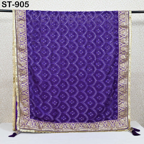 Purple Embroidered Dupatta Georgette 2.5 Yard Dupatta Chuni Bridal Veil Lehenga Embroidery Festival Punjabi Dress Chunni Wedding Gifts