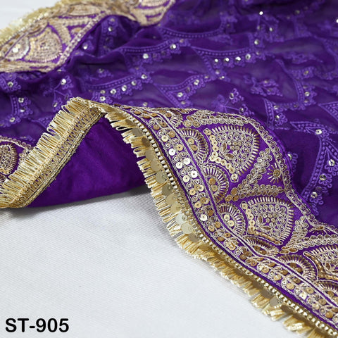 Purple Embroidered Dupatta Georgette 2.5 Yard Dupatta Chuni Bridal Veil Lehenga Embroidery Festival Punjabi Dress Chunni Wedding Gifts