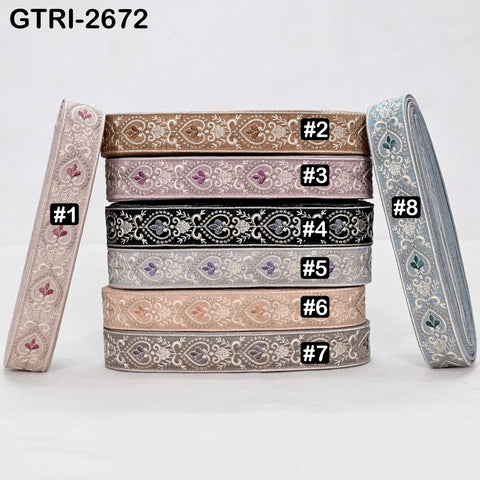 9 Yard Embroidery 3cm Ribbons Fabric Trim Indian Embroidered DIY Crafting Border Sewing Beach Tote Bag Shoe Making Costume Holiday Ornaments