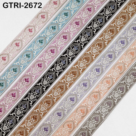 9 Yard Embroidery 3cm Ribbons Fabric Trim Indian Embroidered DIY Crafting Border Sewing Beach Tote Bag Shoe Making Costume Holiday Ornaments