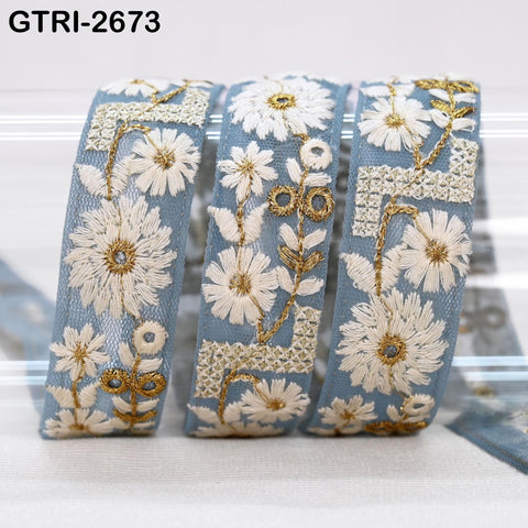 9 Yard Embroidery Ribbon for Kids Crafting Sewing Costumes Dog Collar Tote Bags, Lampshades, Holidays Decor Embroidered Embellishment 3cm