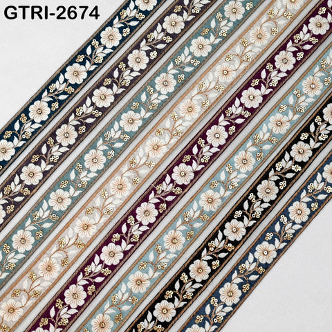 9 Yard 3cm Embroidery Ribbon for Kids Crafting Sewing Costumes Dog Collar Tote Bags, Lampshades, Holidays Decor Embroidered Embellishment