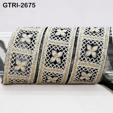 9 Yard Indian Embroidery Ribbons Embroidered Fabric Trim Embellish Saree Tape Sewing Crafting Border Wedding Dress Costume Accessories 32mm