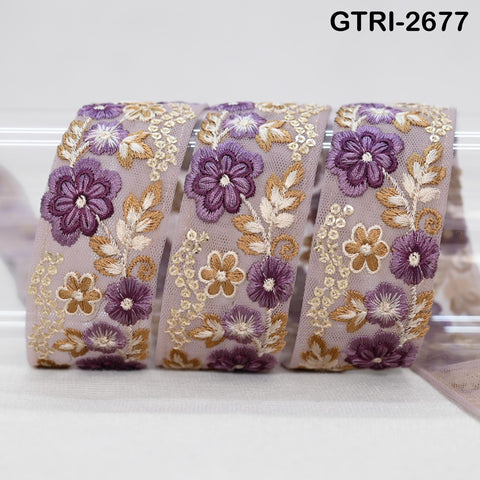 9 Yard 35mm Embroidery Trim Ribbon Tapes | Embroidered Fabric Sari Border | Gift Wrapping Lace Embellishment DIY Sewing Crafting Dog Collars