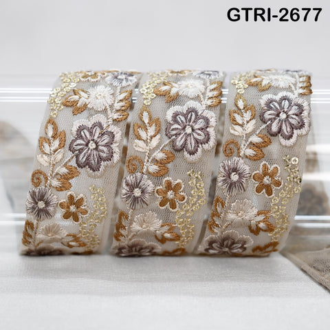 9 Yard 35mm Embroidery Trim Ribbon Tapes | Embroidered Fabric Sari Border | Gift Wrapping Lace Embellishment DIY Sewing Crafting Dog Collars