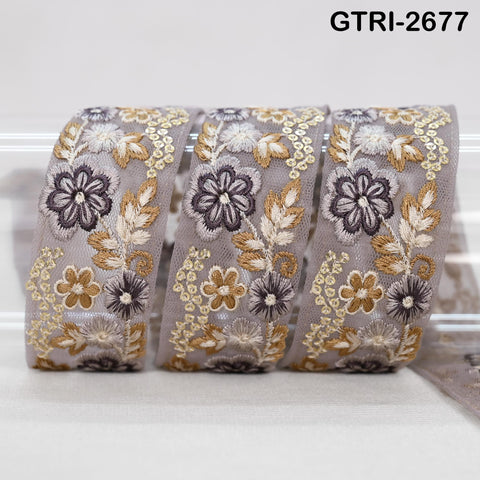 9 Yard 35mm Embroidery Trim Ribbon Tapes | Embroidered Fabric Sari Border | Gift Wrapping Lace Embellishment DIY Sewing Crafting Dog Collars