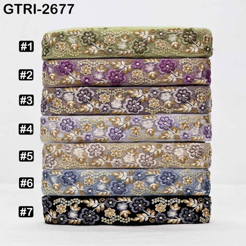9 Yard 35mm Embroidery Trim Ribbon Tapes | Embroidered Fabric Sari Border | Gift Wrapping Lace Embellishment DIY Sewing Crafting Dog Collars