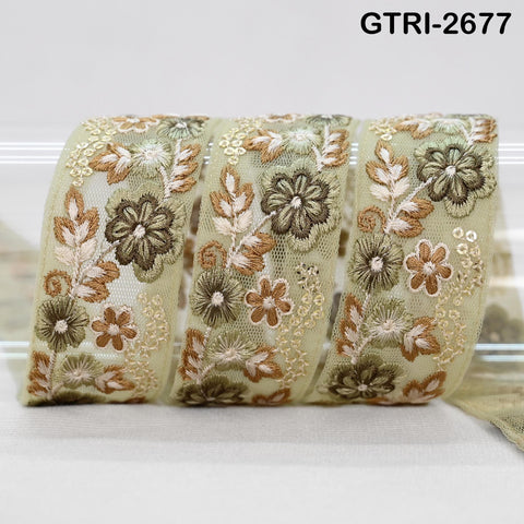 9 Yard 35mm Embroidery Trim Ribbon Tapes | Embroidered Fabric Sari Border | Gift Wrapping Lace Embellishment DIY Sewing Crafting Dog Collars
