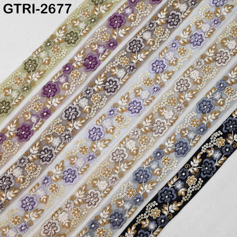 9 Yard 35mm Embroidery Trim Ribbon Tapes | Embroidered Fabric Sari Border | Gift Wrapping Lace Embellishment DIY Sewing Crafting Dog Collars