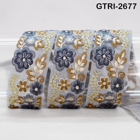 9 Yard 35mm Embroidery Trim Ribbon Tapes | Embroidered Fabric Sari Border | Gift Wrapping Lace Embellishment DIY Sewing Crafting Dog Collars