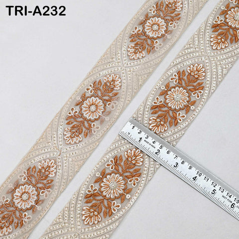 9 Yard Embroidery Fabric 6CM Trim Dresses Sewing Indian Embellishments DIY Crafting Wear Saree Sari Border Embroidered Ribbon Dress Costumes