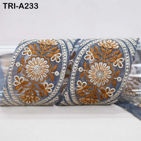 9 Yard Embroidery Fabric 6CM Trim Dresses Sewing Indian Embellishments DIY Crafting Wear Saree Sari Border Embroidered Ribbon Dress Costumes