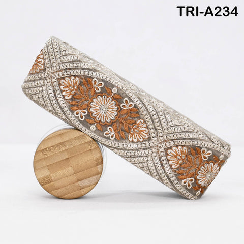 9 Yard Embroidery Fabric 6CM Trim Dresses Sewing Indian Embellishments DIY Crafting Wear Saree Sari Border Embroidered Ribbon Dress Costumes