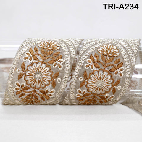 9 Yard Embroidery Fabric 6CM Trim Dresses Sewing Indian Embellishments DIY Crafting Wear Saree Sari Border Embroidered Ribbon Dress Costumes