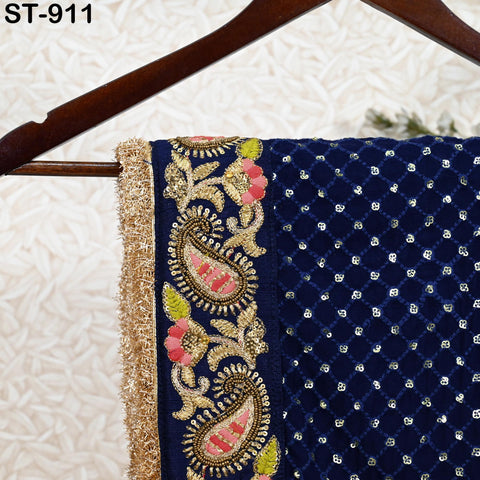 Navy Blue Dupatta Georgette Bridal Wedding Lehenga Heavy Chunni Indian Handcrafted Veil Gota Kinari Sequin Scarf Dresses Gift Her Bridesmaid